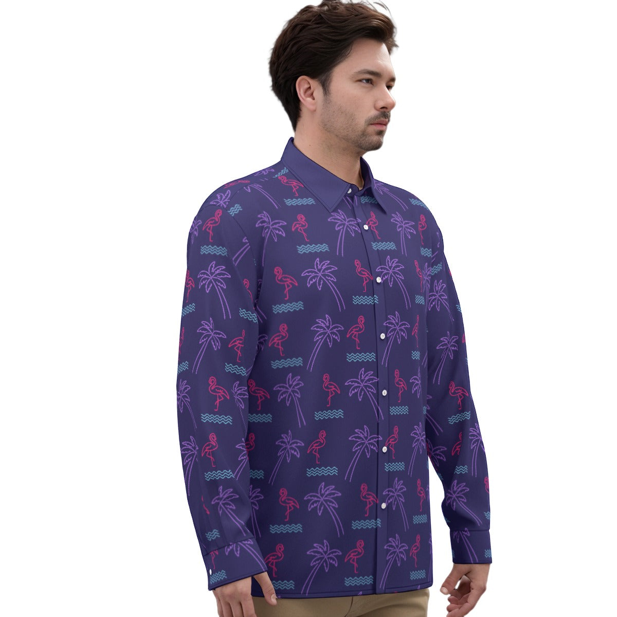 Long-Sleeved Shirt - Neon Flamingo