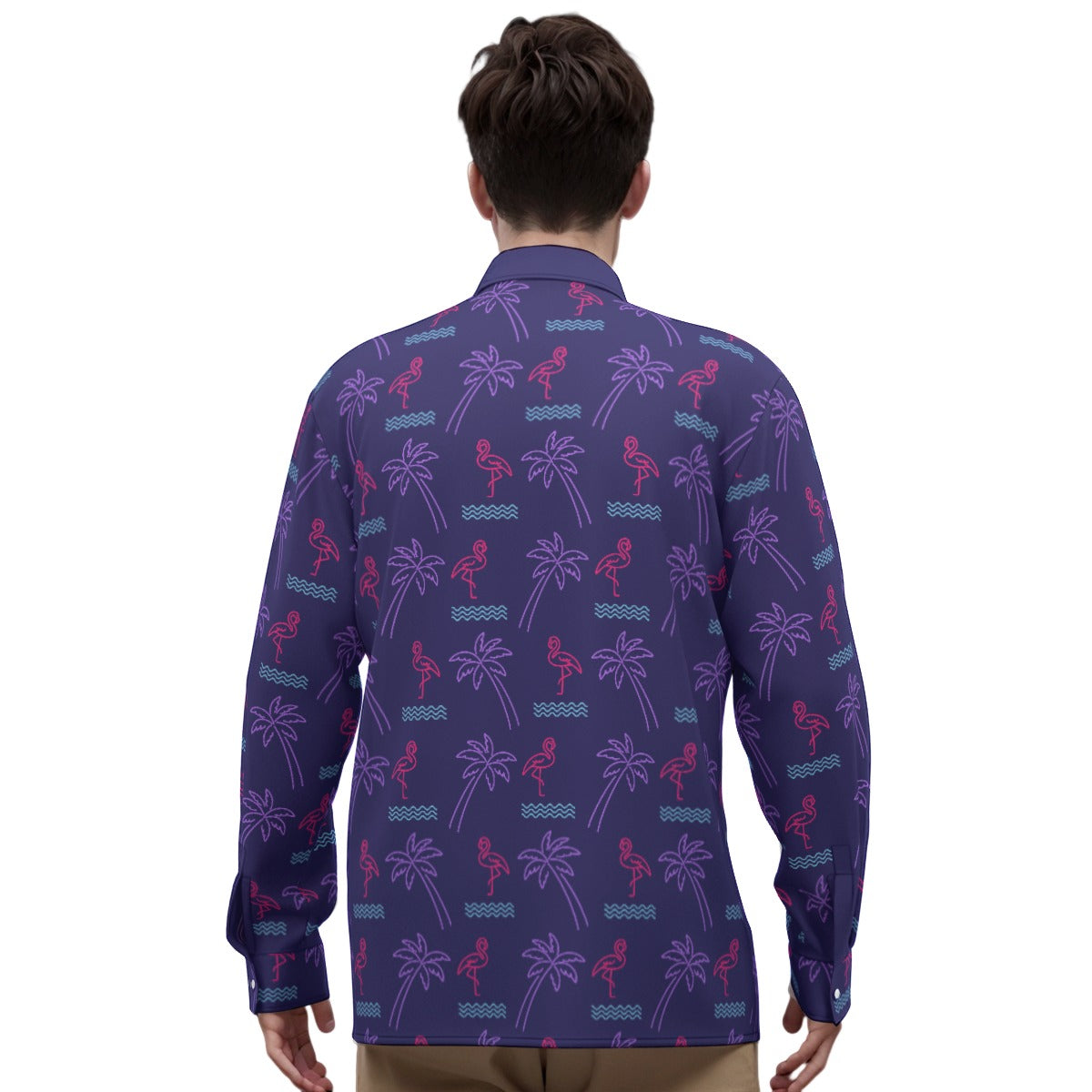 Long-Sleeved Shirt - Neon Flamingo