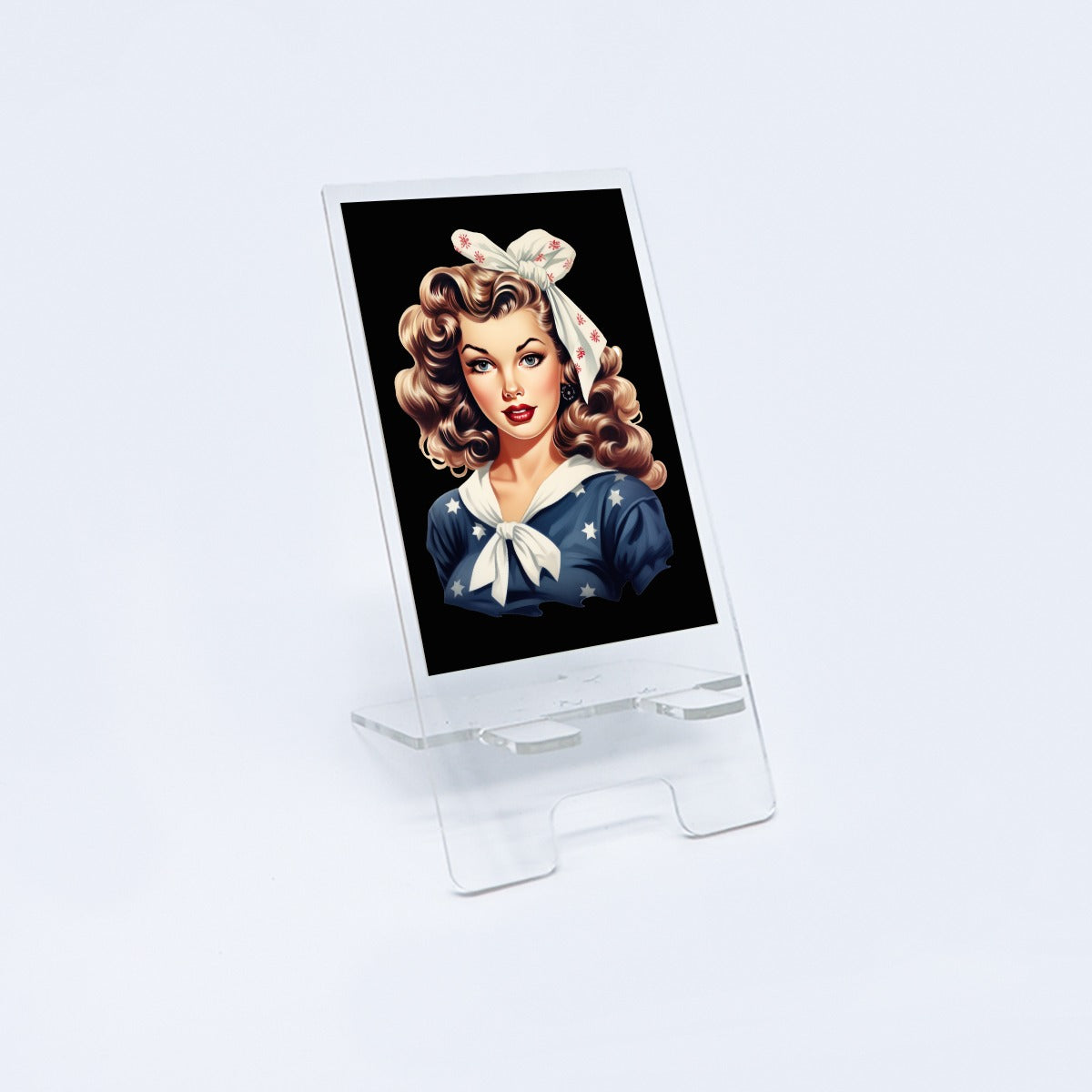 Vintage Pinup Girl - Navy - Phone holder - Acrylic