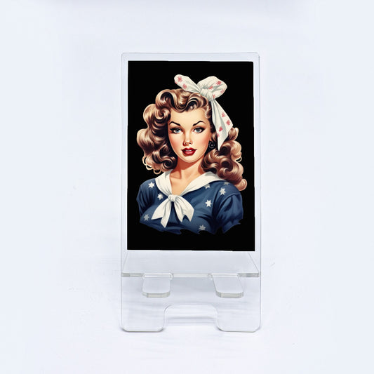 Vintage Pinup Girl - Navy - Phone holder - Acrylic