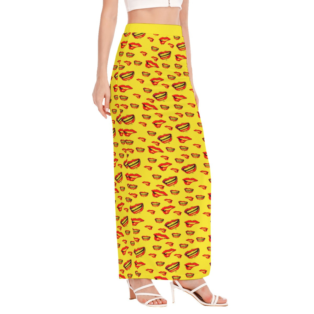 Red Lips - Side High Slit Long Skirt