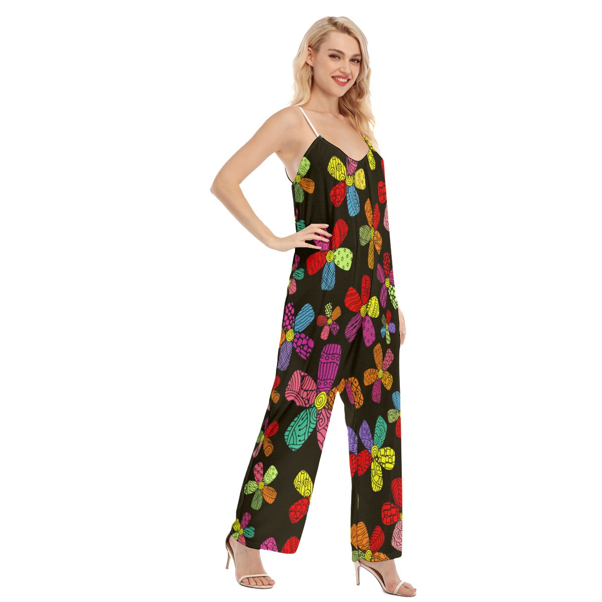 Retro inspired V-neck Cami Jumpsuit