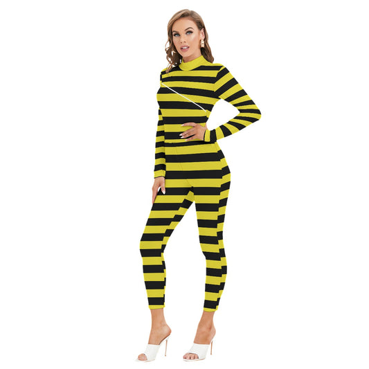 Long-sleeved High-neck Jumpsuit With Zipper