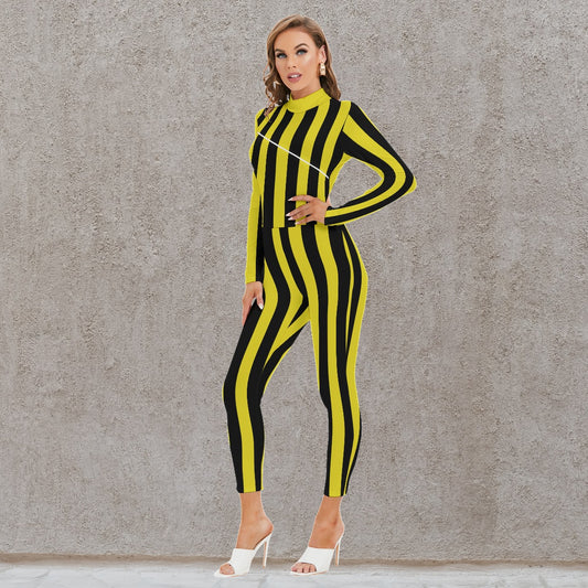 Long-sleeved High-neck Jumpsuit With Zipper