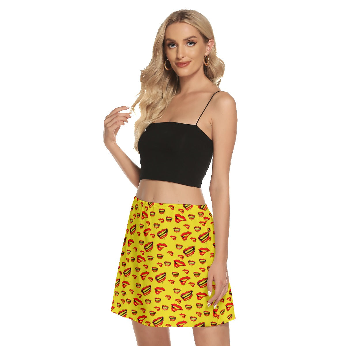 Red Lips - Mesh Short Skirt