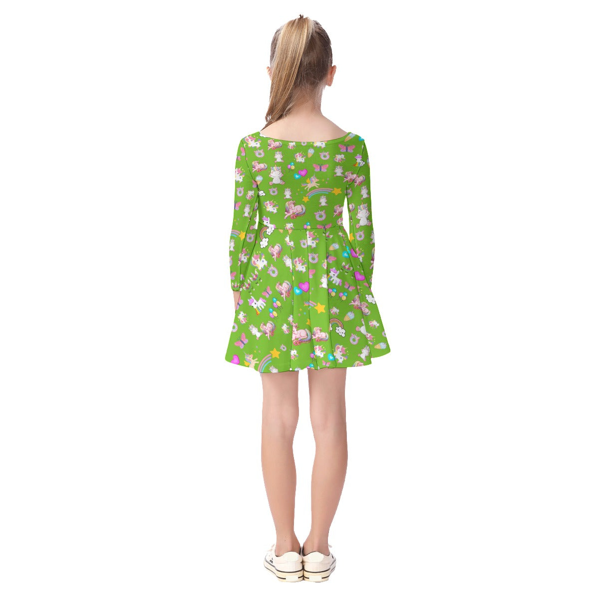 Unicorn - Kid's Long Sleeve Dress - Green