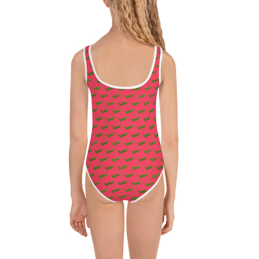 Green Snake - Kids Swimsuit Red