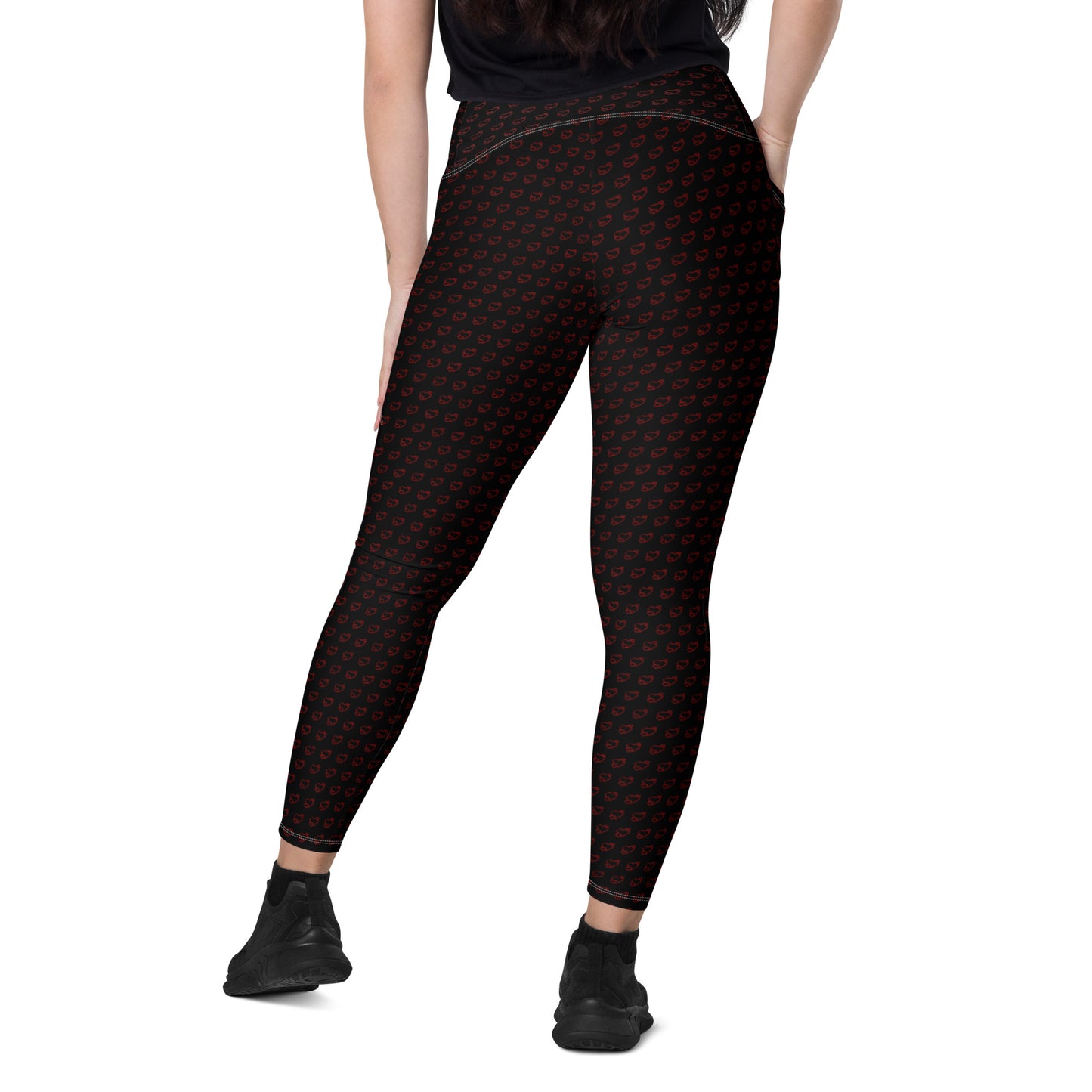 Heart Leggings with pockets - Black