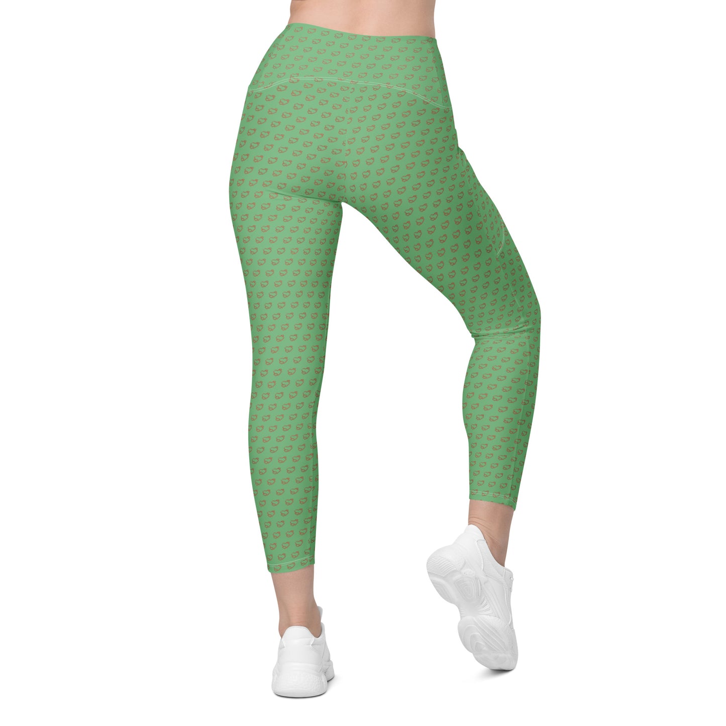 Heart Leggings with pockets - Green