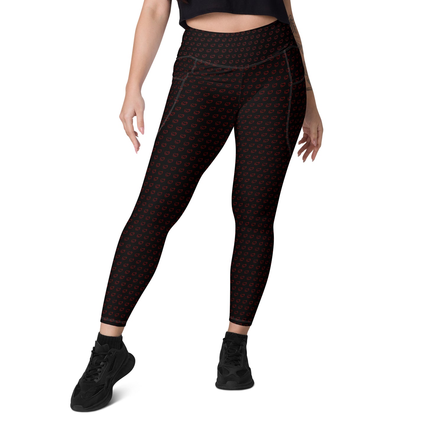 Heart Leggings with pockets - Black