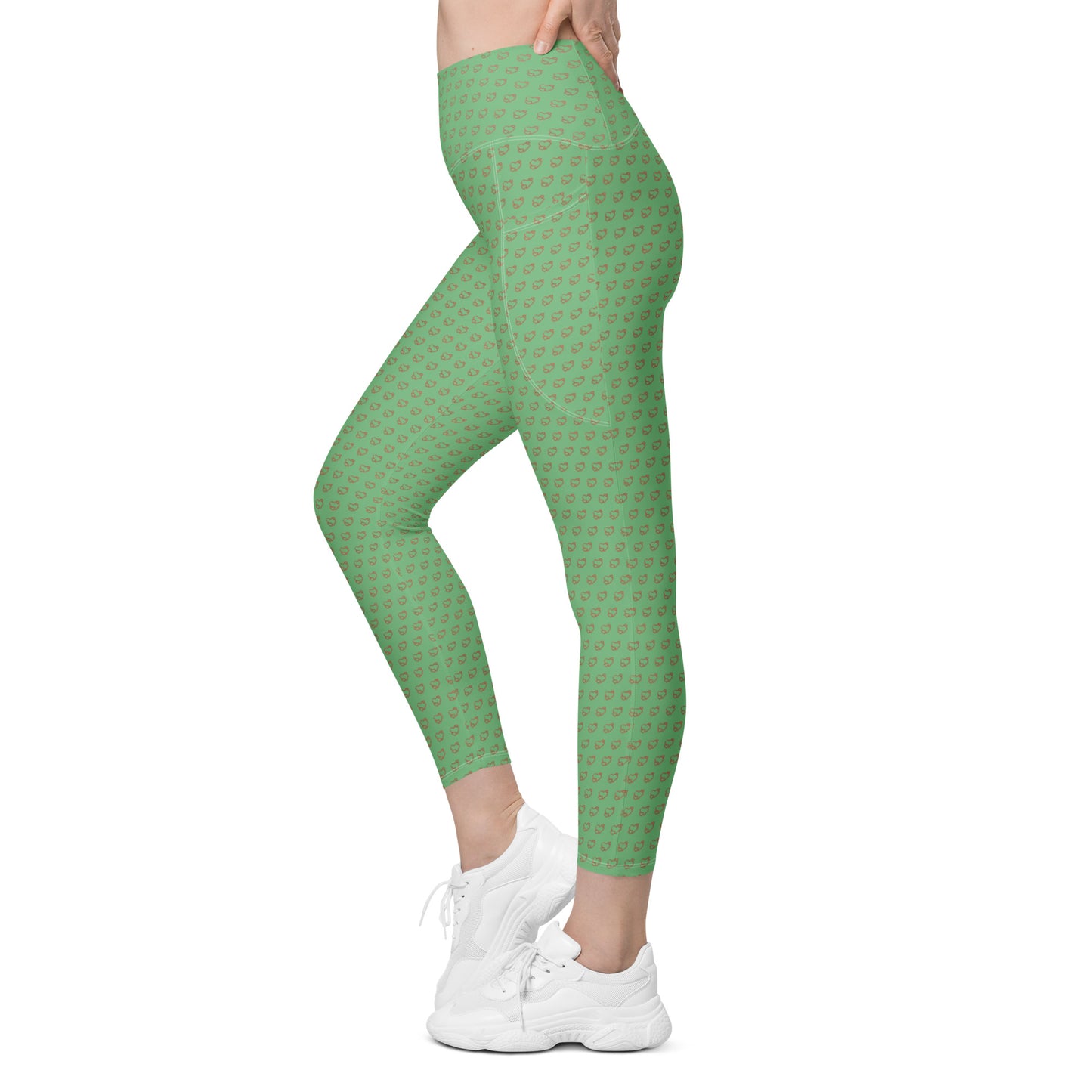 Heart Leggings with pockets - Green