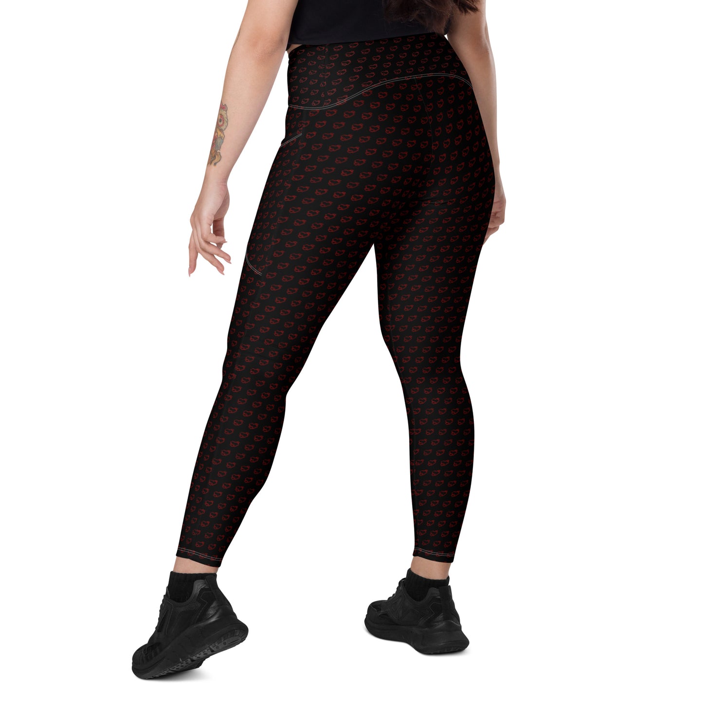 Heart Leggings with pockets - Black
