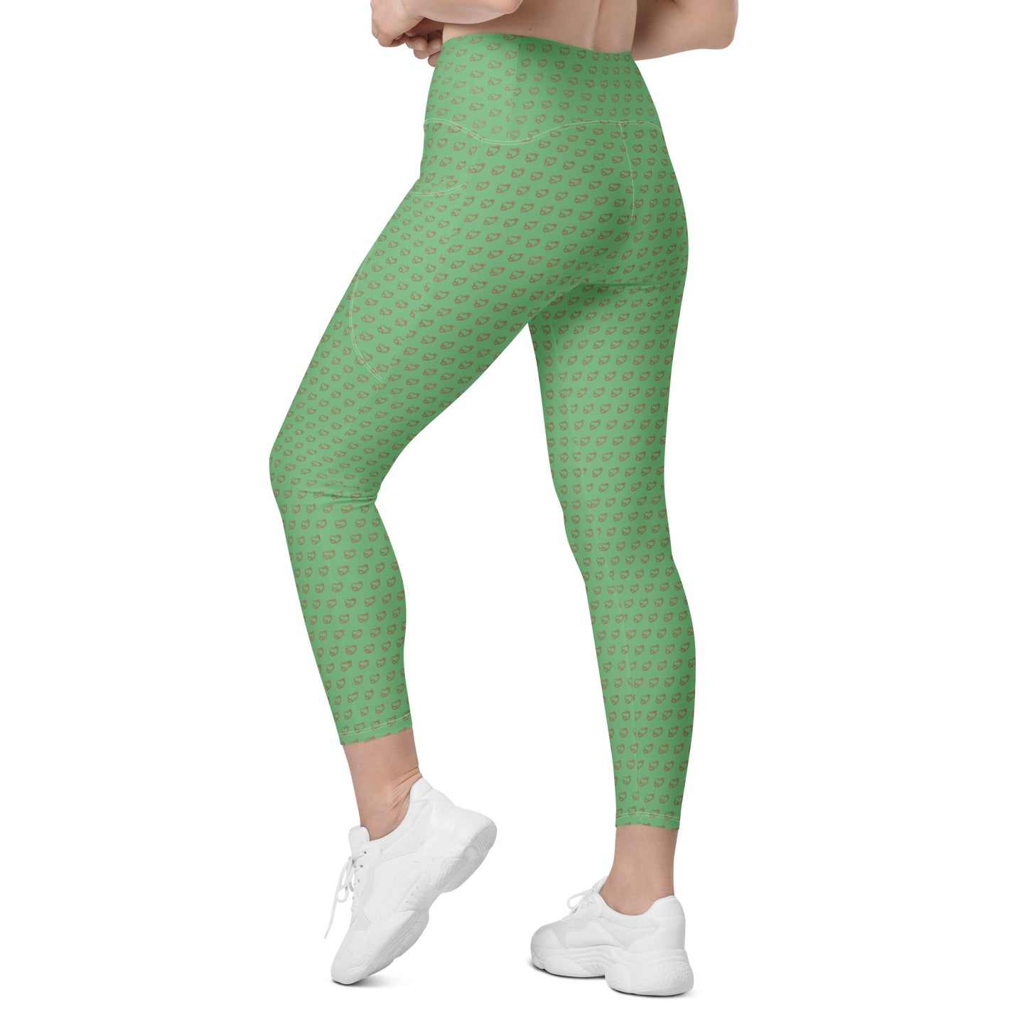 Heart Leggings with pockets - Green