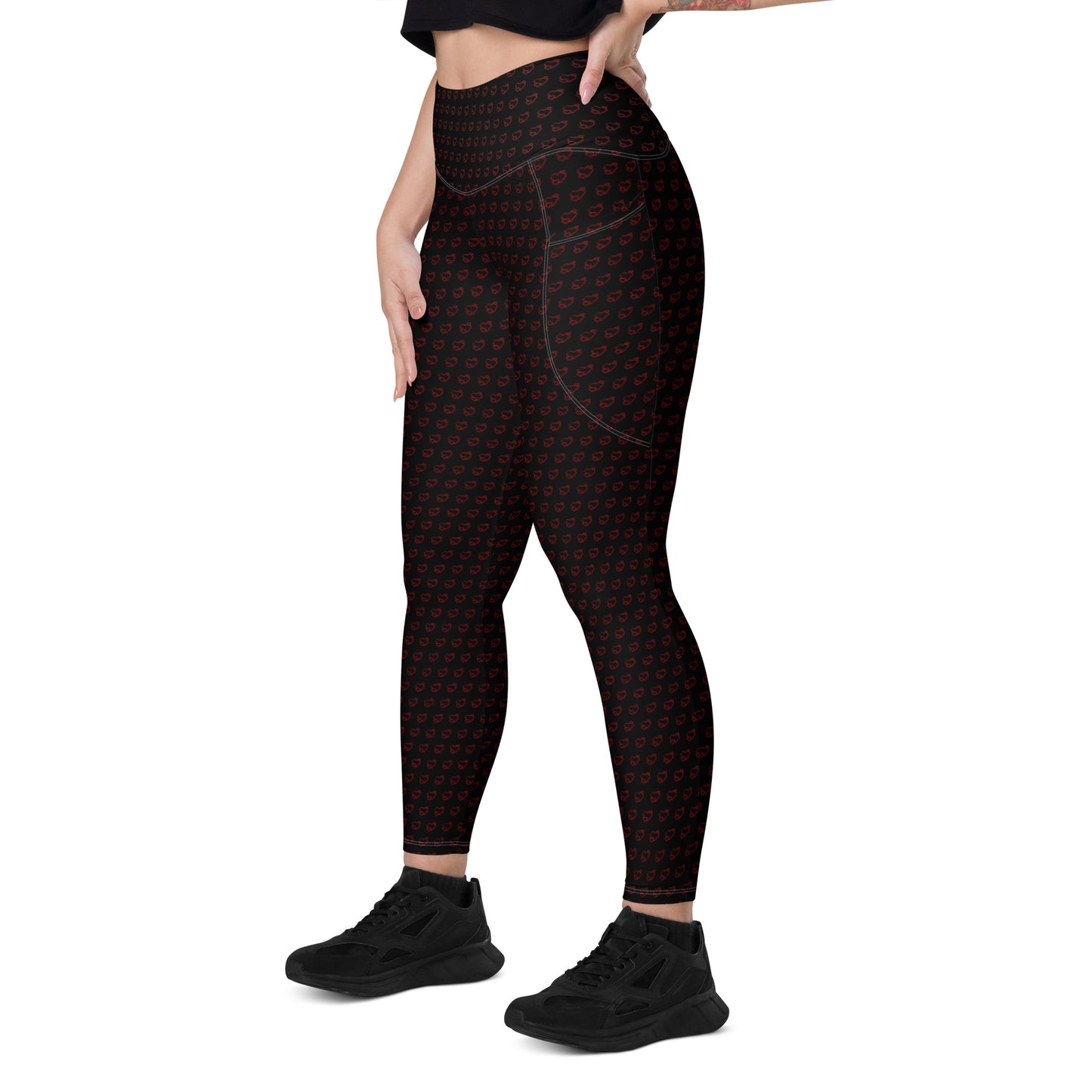 Heart Leggings with pockets - Black