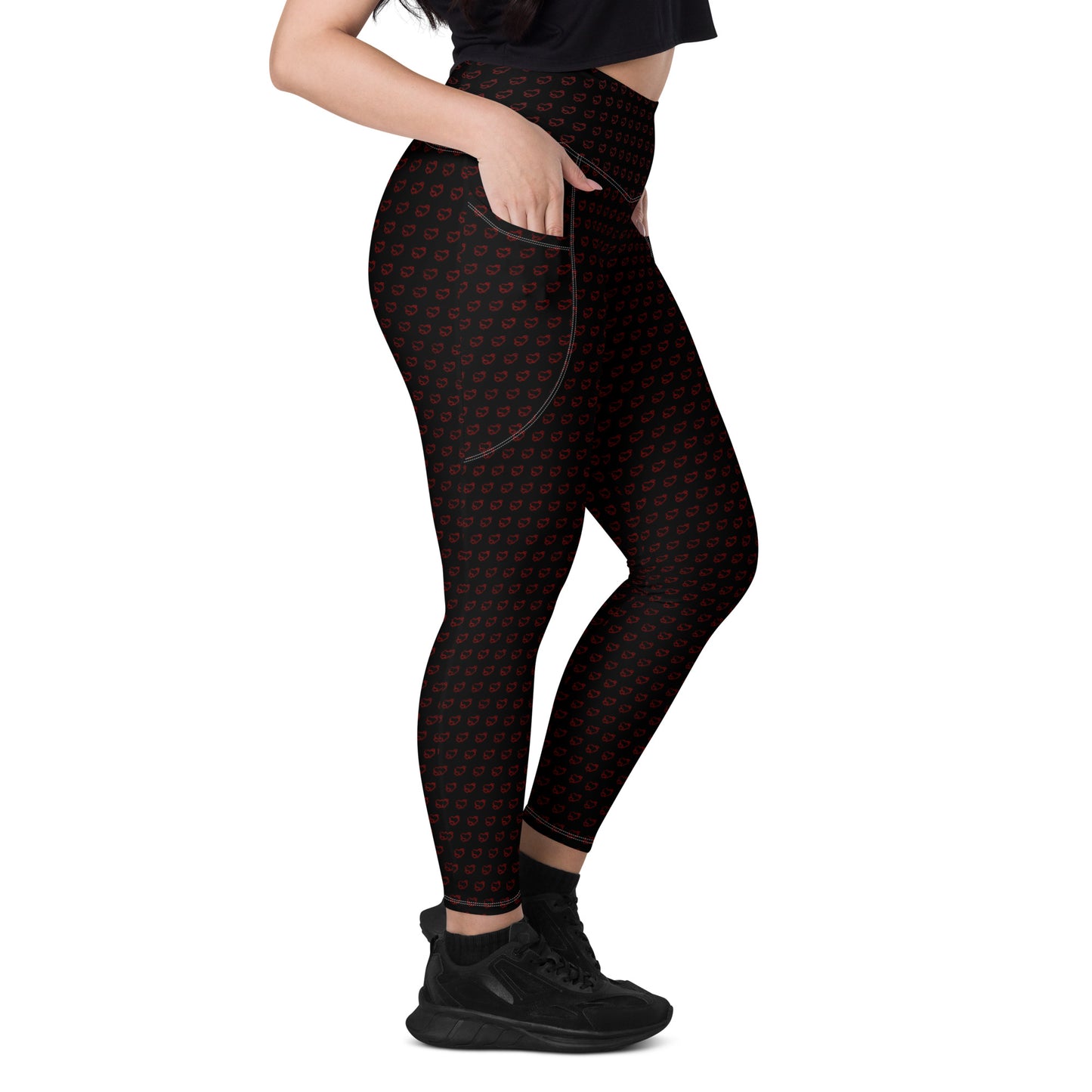 Heart Leggings with pockets - Black