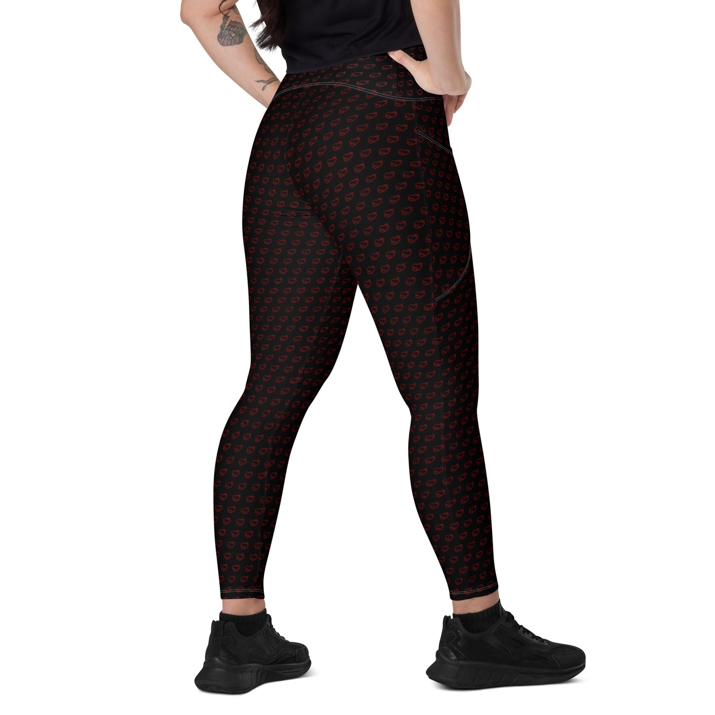 Heart Leggings with pockets - Black