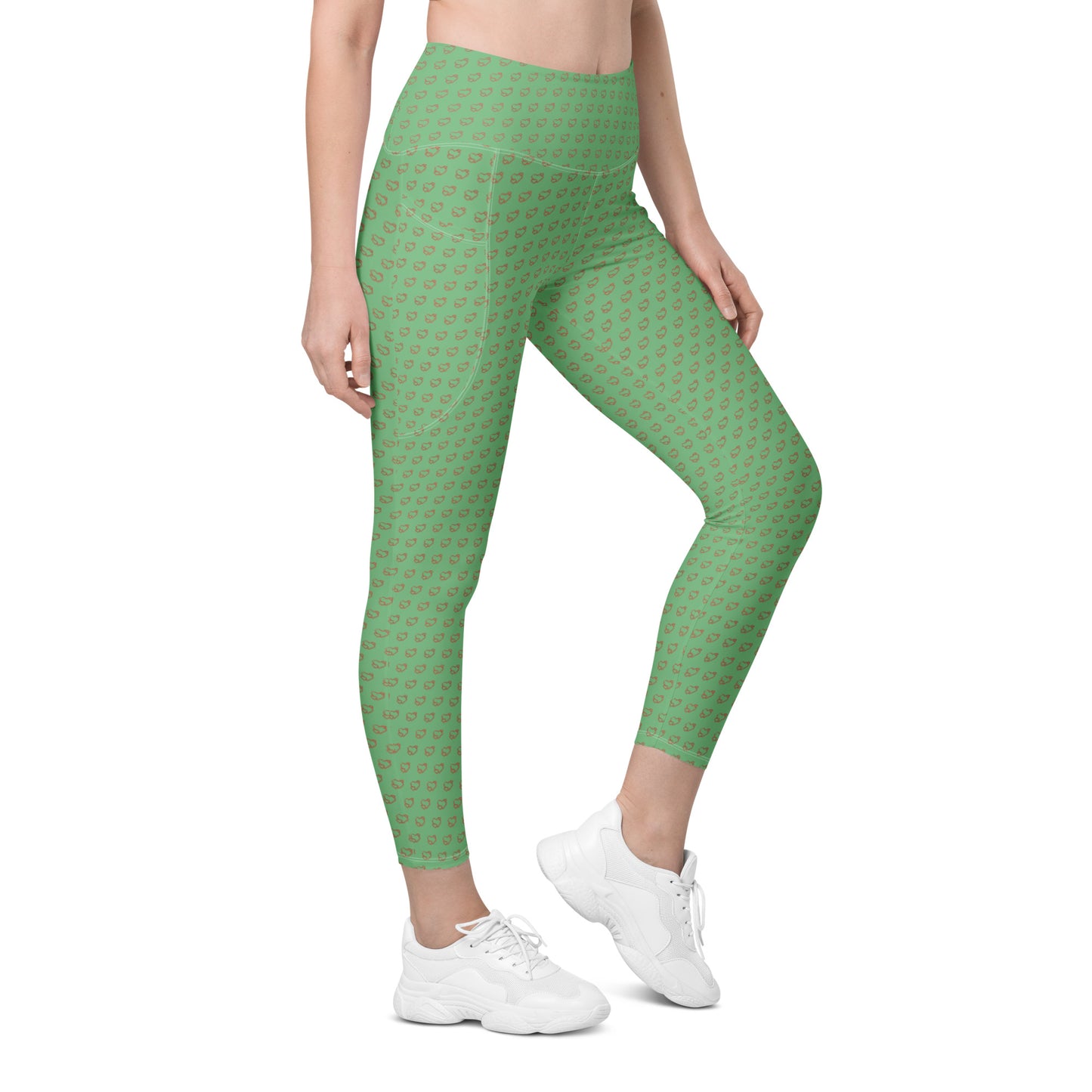 Heart Leggings with pockets - Green