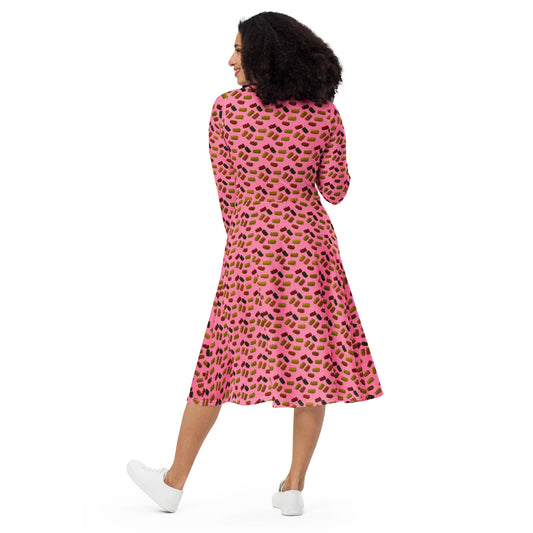 Gummy Bears long sleeve midi dress - Pink