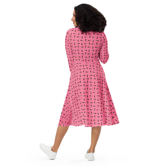 Cola - long sleeve midi dress - Pink