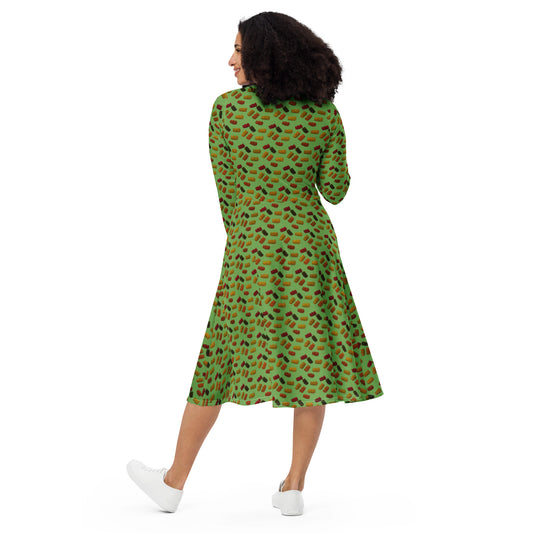 Gummy Bears long sleeve midi dress - Green