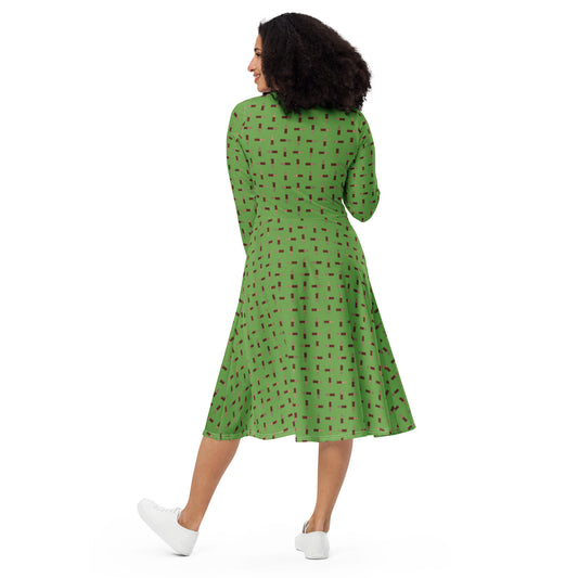 Cola - long sleeve midi dress - Green