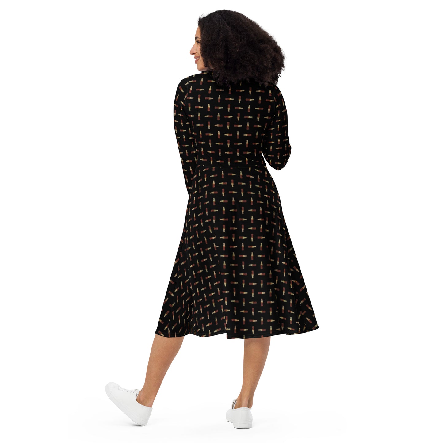 Cola - long sleeve midi dress - Black