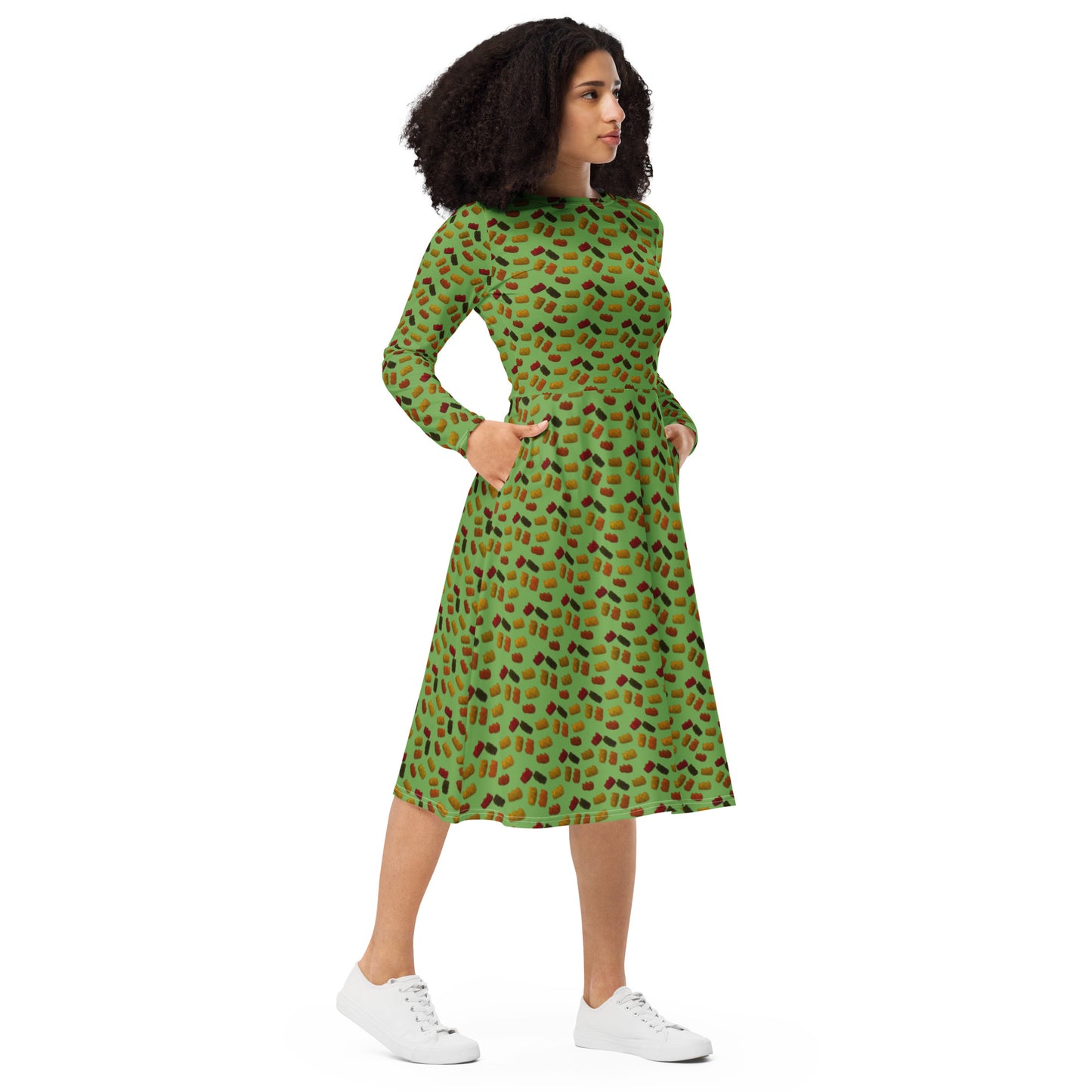 Gummy Bears long sleeve midi dress - Green