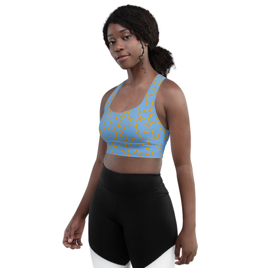 Cheezy doodels - Longline sports bra blue
