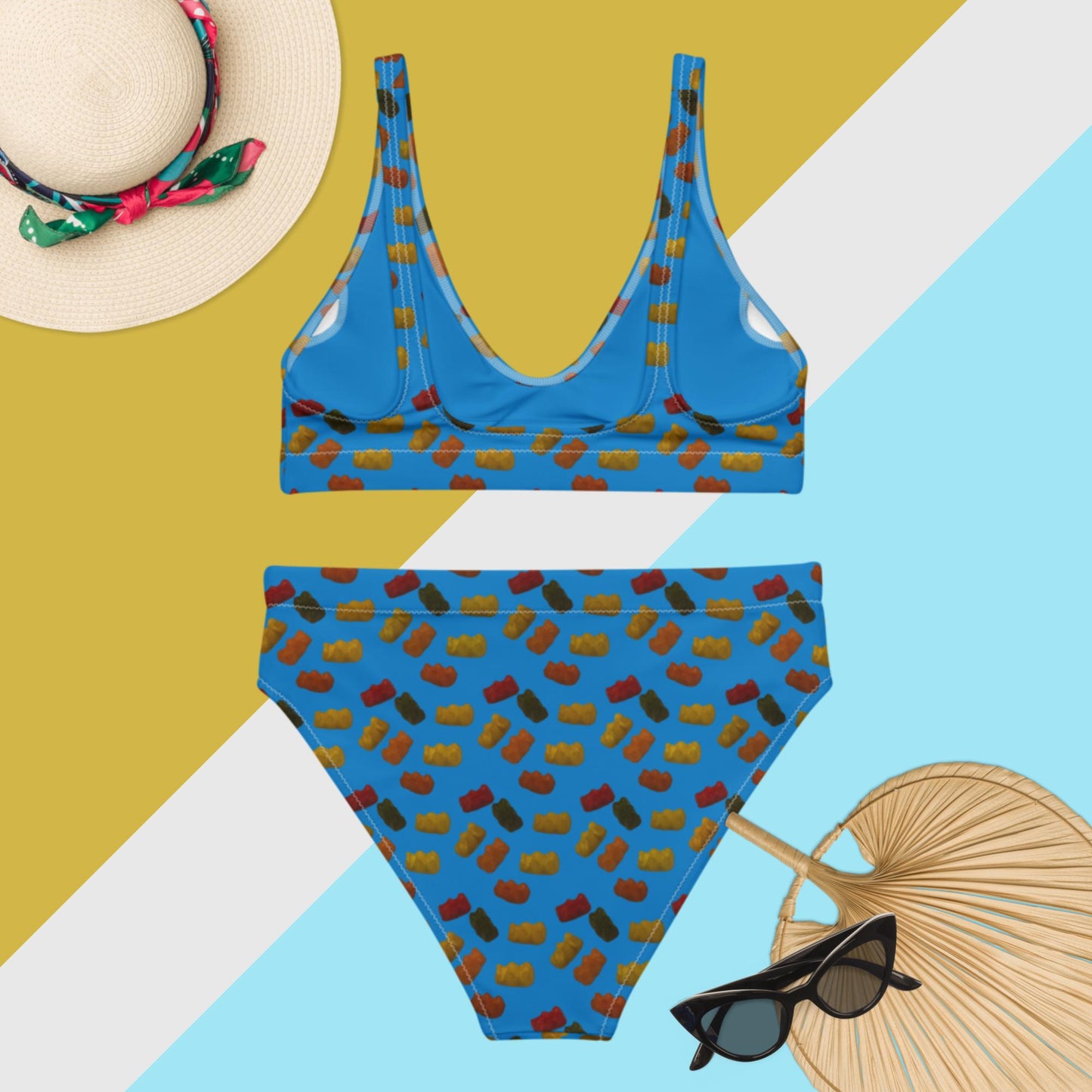 Gummy Bears - Recycled high-waisted bikini - Blue