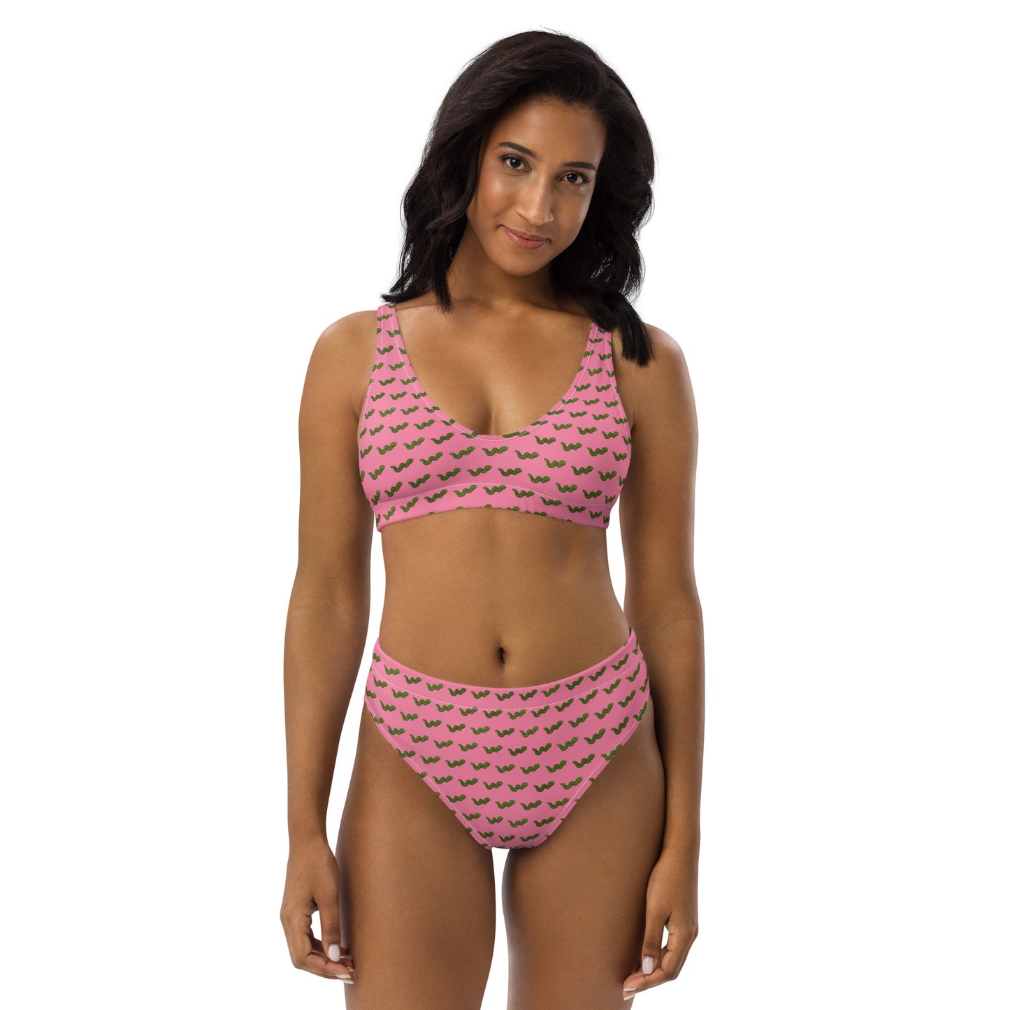Green Snake - Recycled high-waisted bikini - Pink