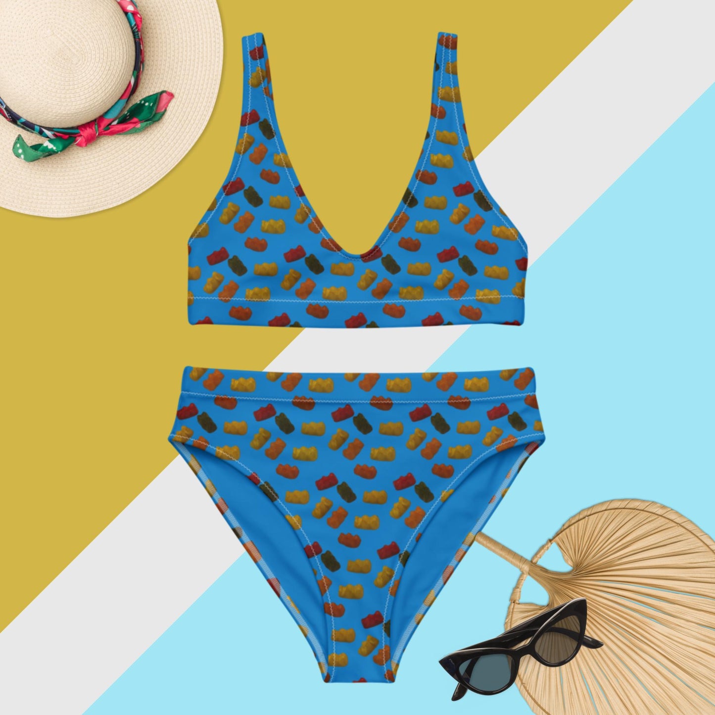 Gummy Bears - Recycled high-waisted bikini - Blue