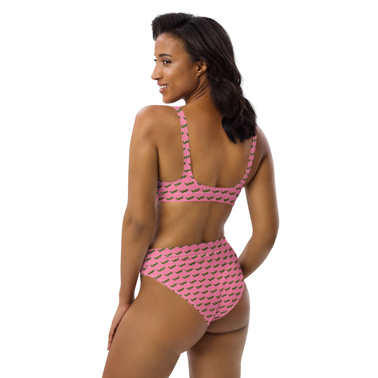 Green Snake - Recycled high-waisted bikini - Pink