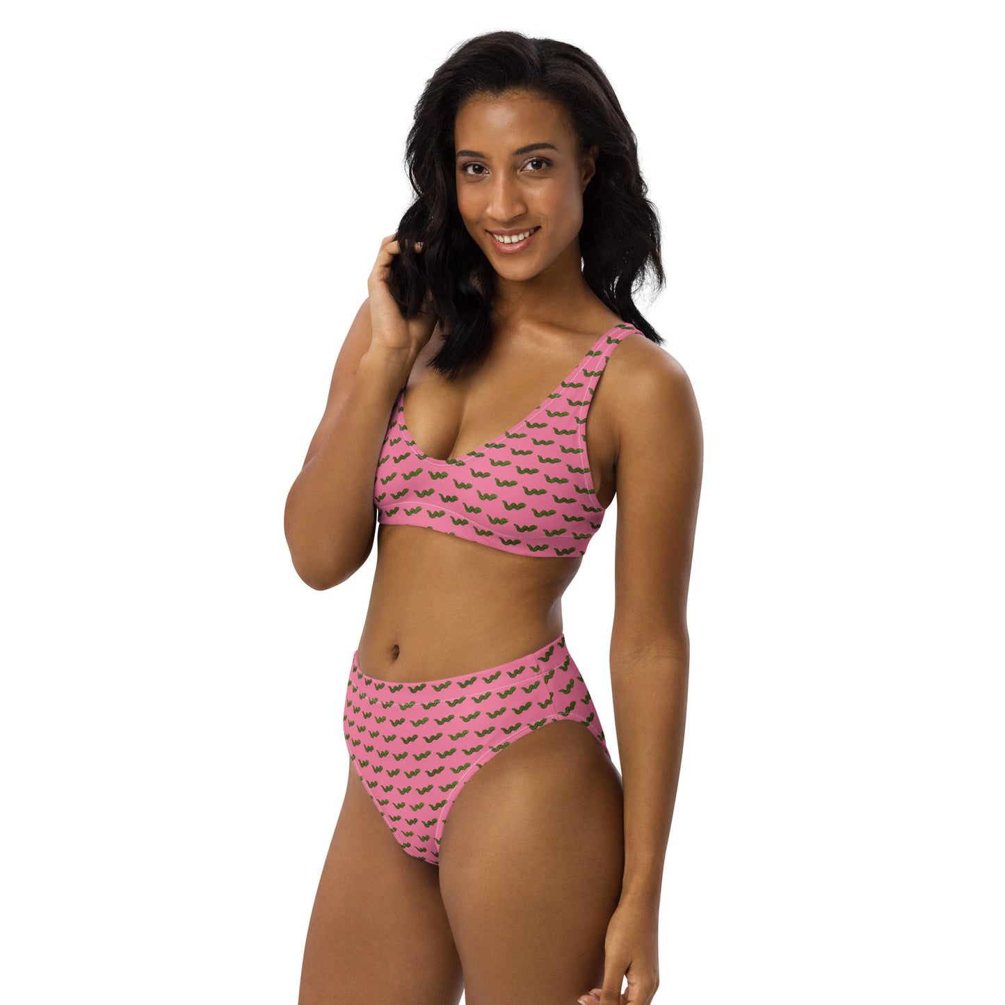Green Snake - Recycled high-waisted bikini - Pink