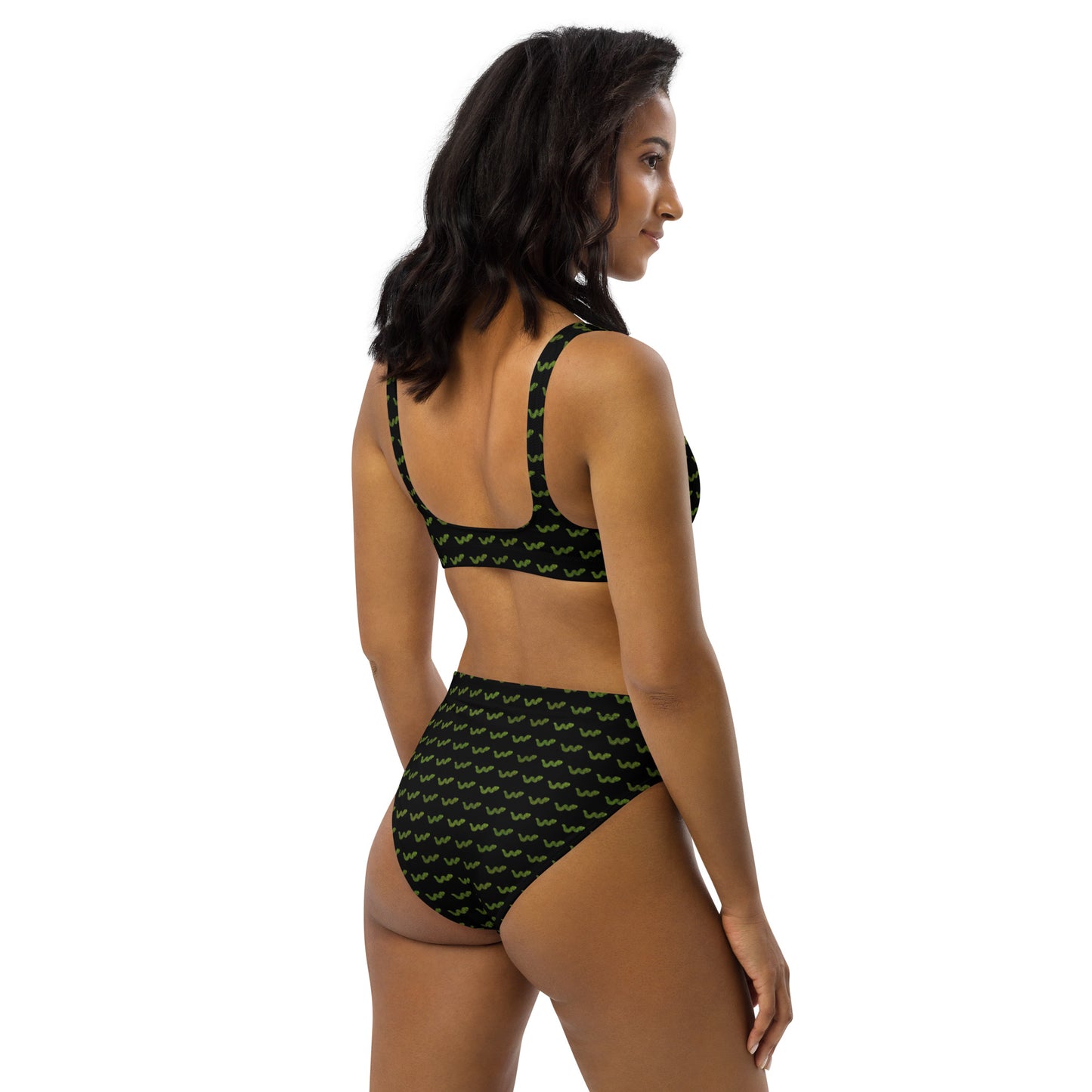 Green Snake - Recycled high-waisted bikini - Black