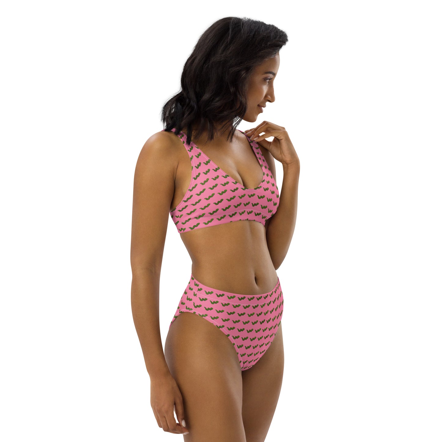 Green Snake - Recycled high-waisted bikini - Pink