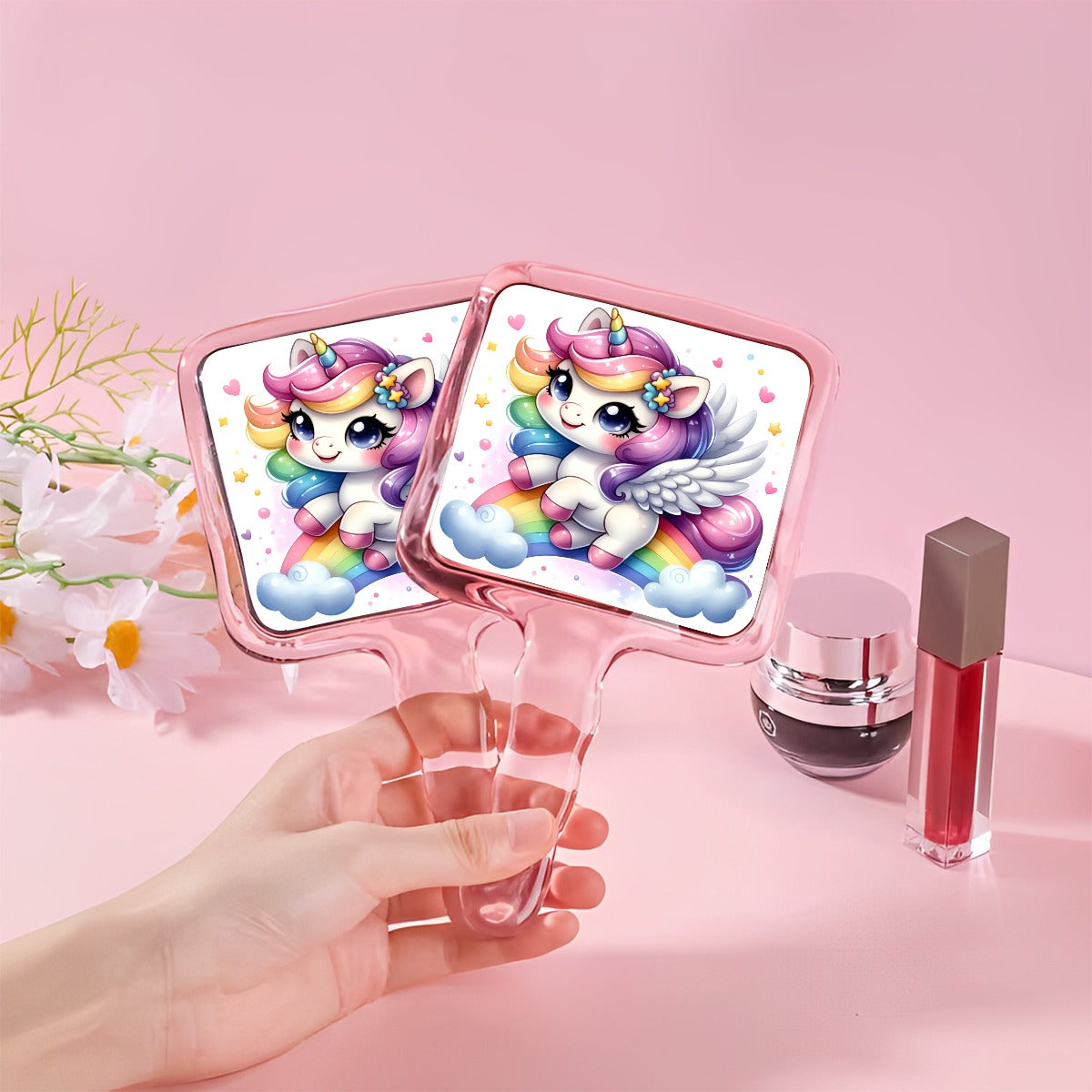 Cute Unicorn  Handheld Makeup Mirror