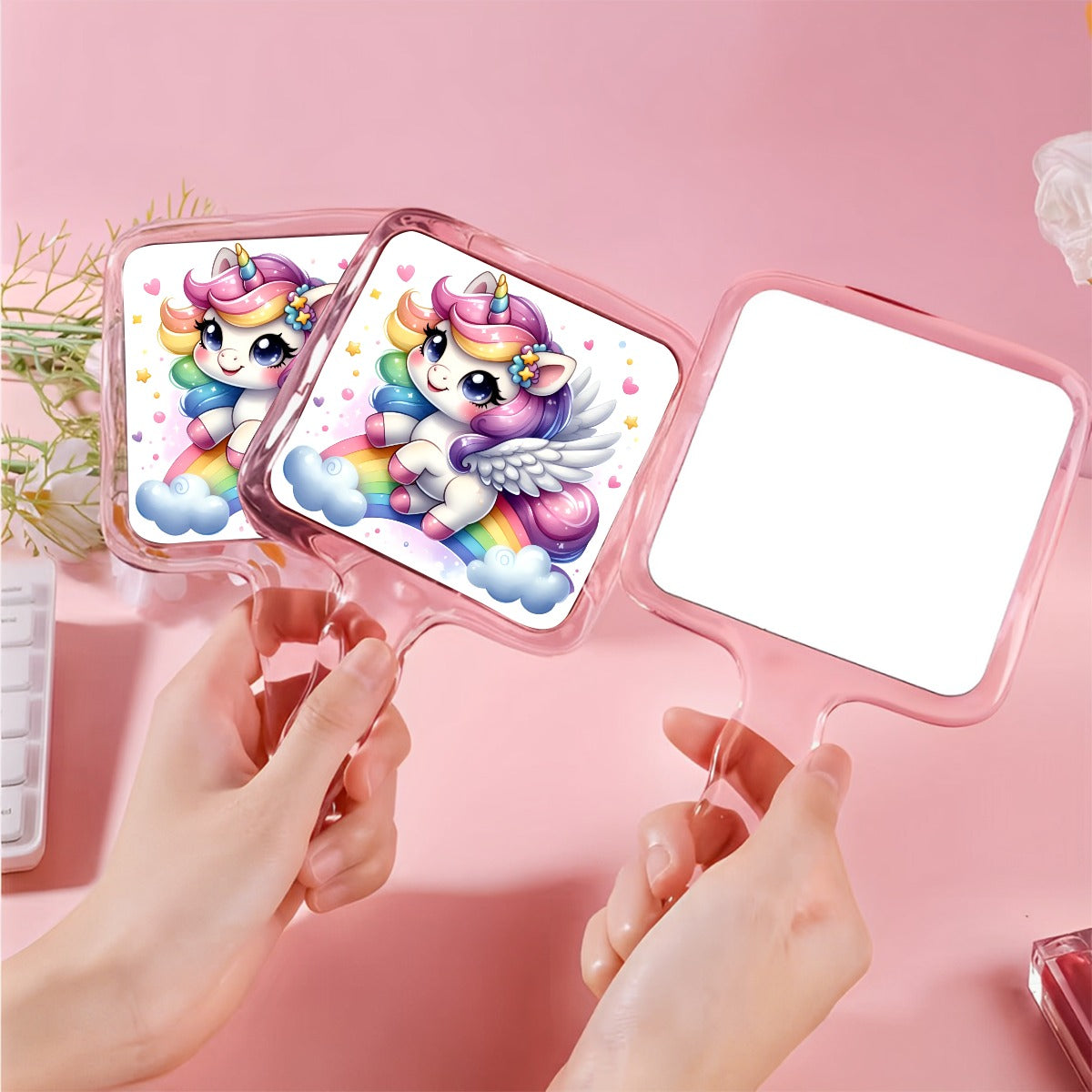 Cute Unicorn  Handheld Makeup Mirror
