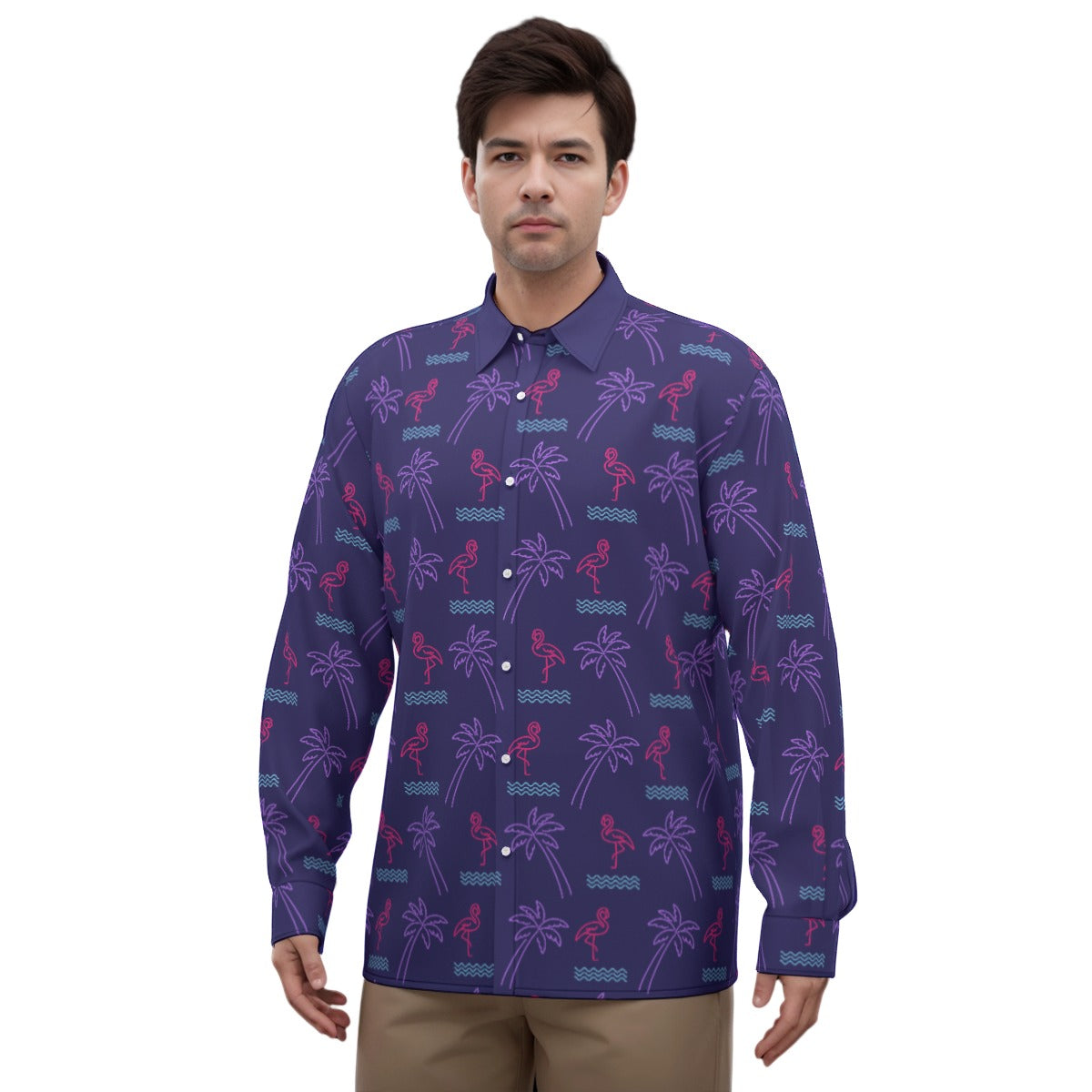 Long-Sleeved Shirt - Neon Flamingo