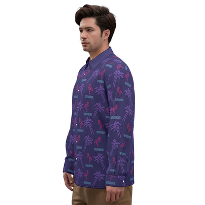 Long-Sleeved Shirt - Neon Flamingo