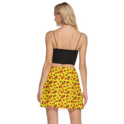 Red Lips - Mesh Short Skirt