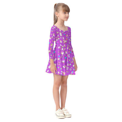 Unicorn - Kid's Long Sleeve Dress - Purple