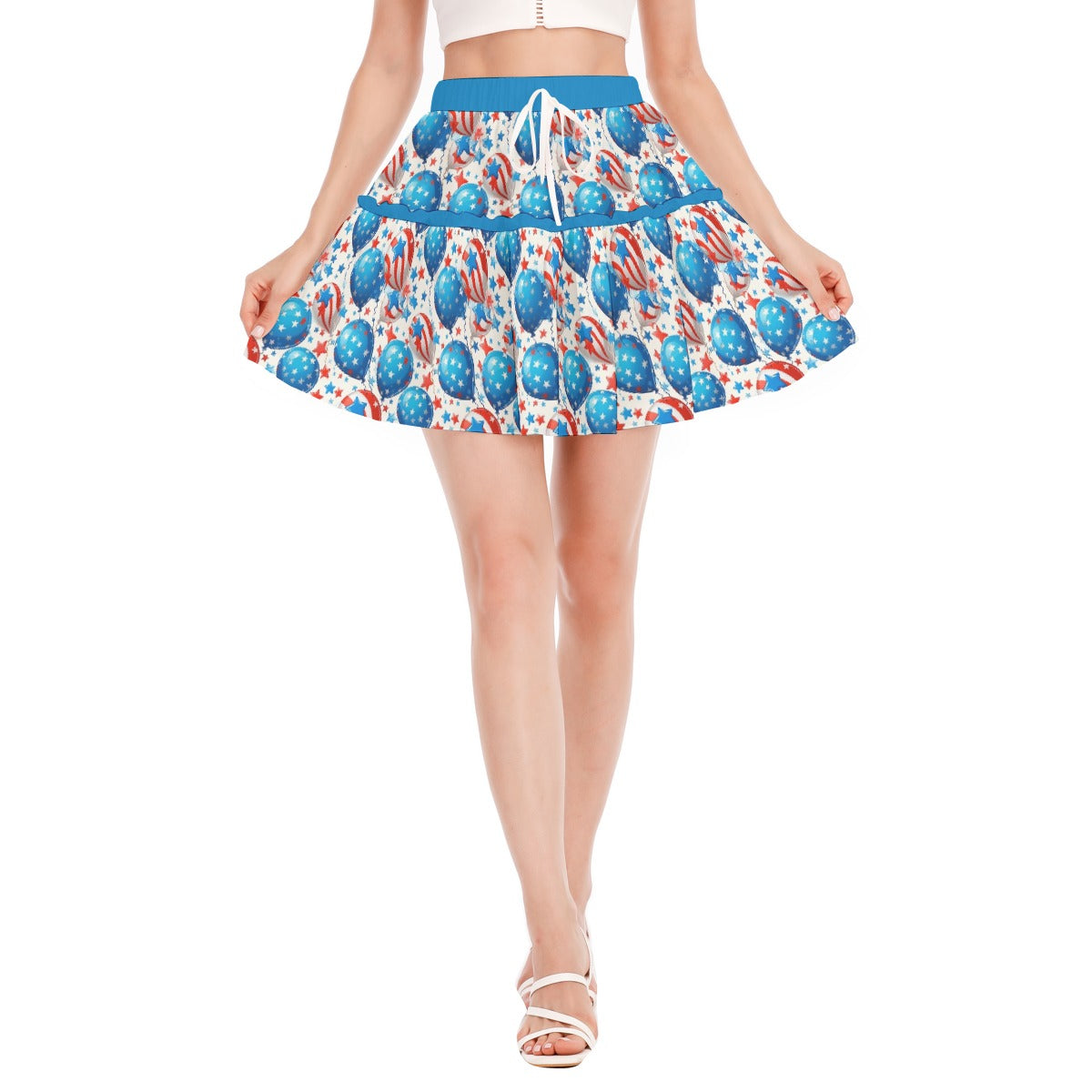 Ruffled Mini Skirt - Blue US ballon