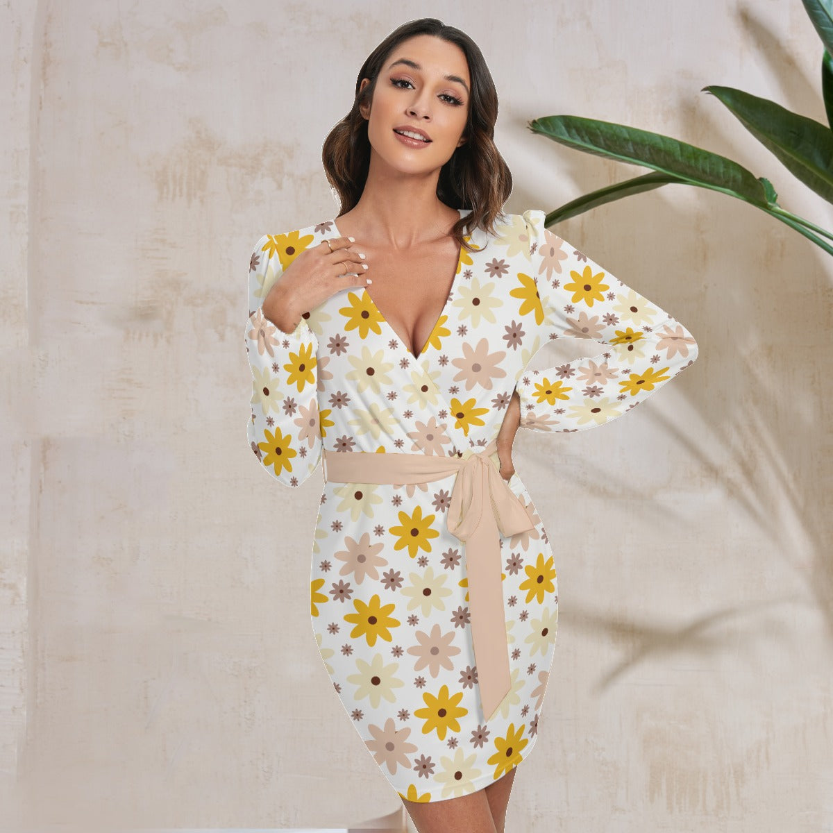 Women's Long Sleeve Dress With Waist Belt
