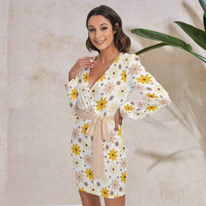 Women's Long Sleeve Dress With Waist Belt