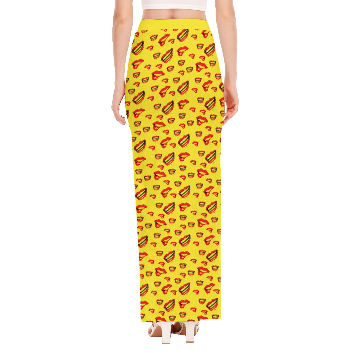 Red Lips - Side High Slit Long Skirt
