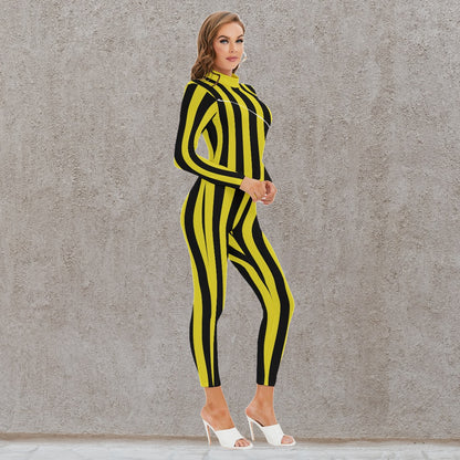 Long-sleeved High-neck Jumpsuit With Zipper