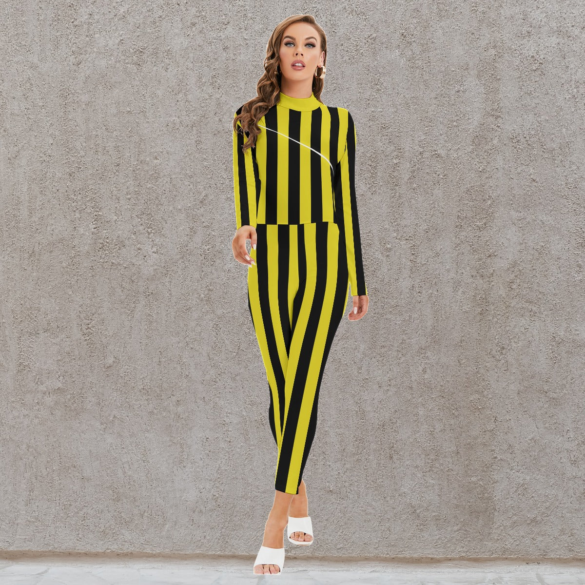 Long-sleeved High-neck Jumpsuit With Zipper