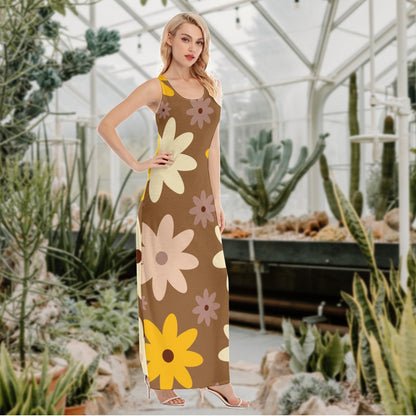 Brown Retro Vest Dress | Length To Ankle