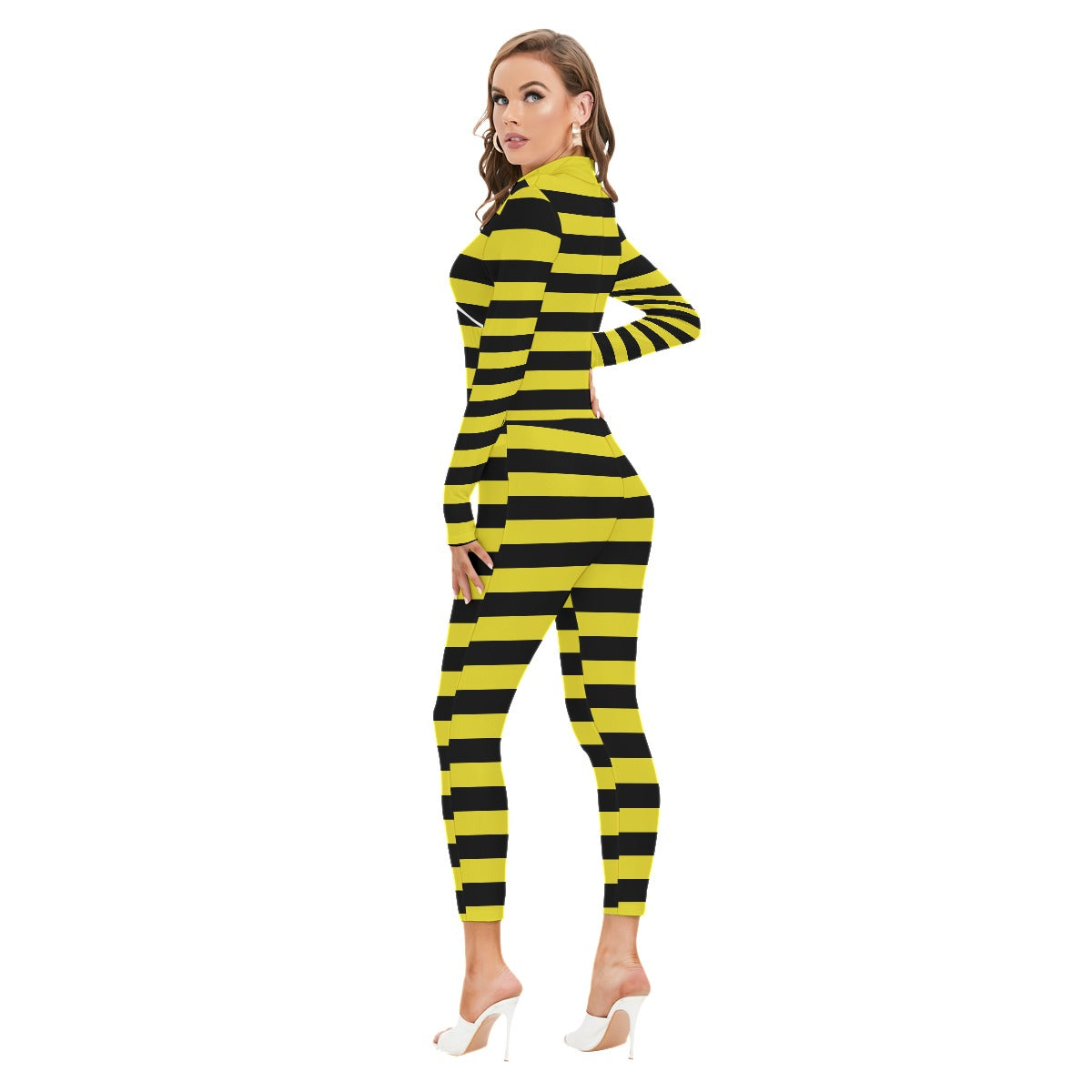 Long-sleeved High-neck Jumpsuit With Zipper