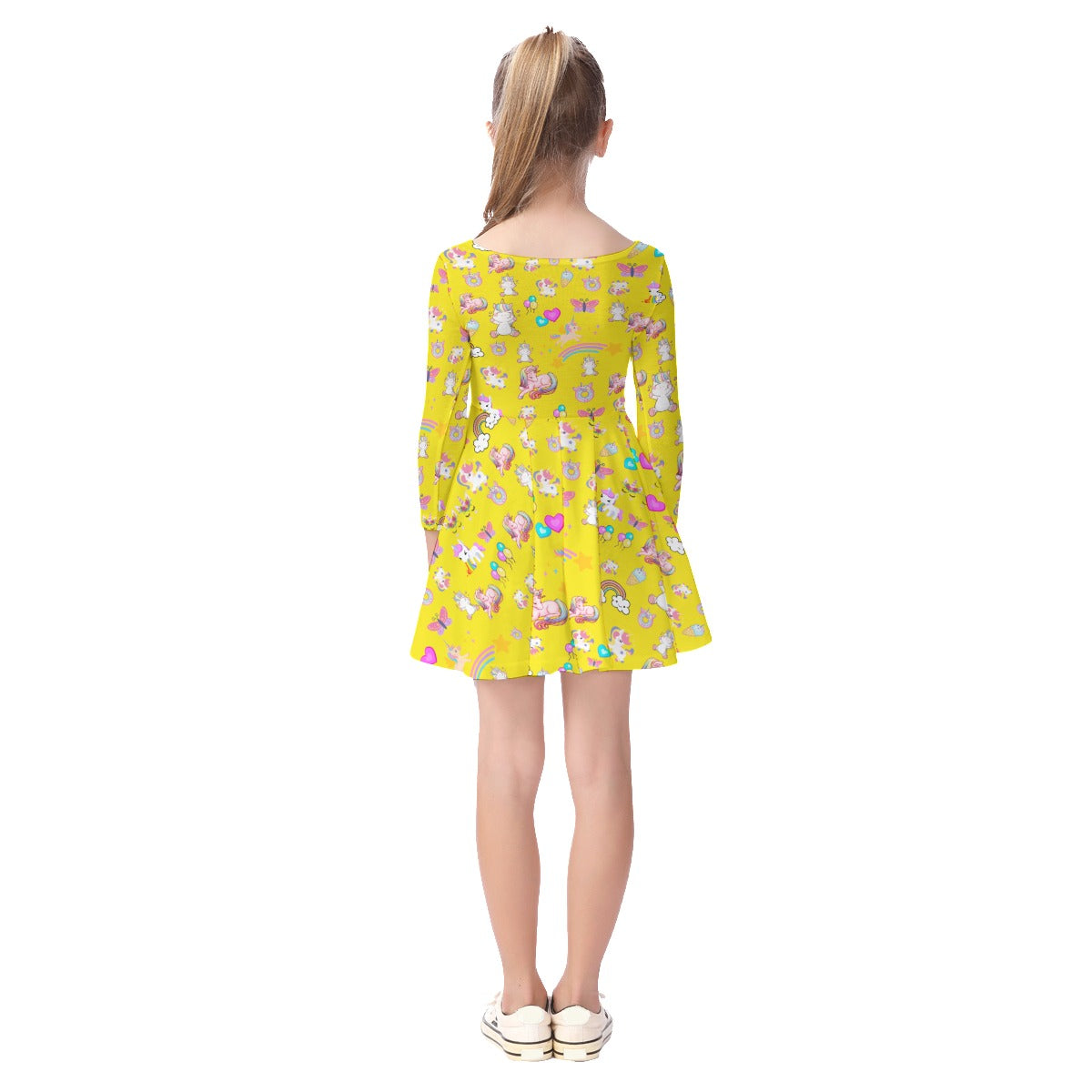 Unicorn - Kid's Long Sleeve Dress - Yellow
